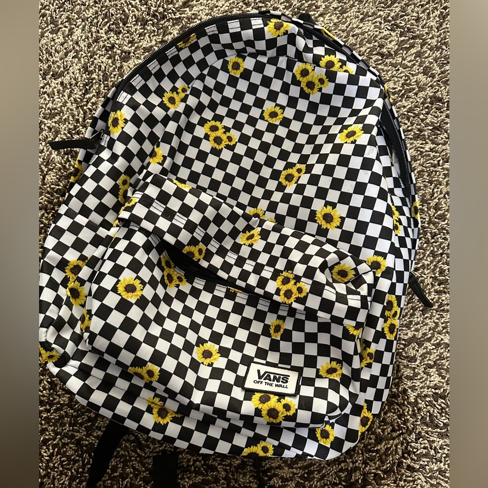 Vans Off the Wall checkered/sunflower backpack